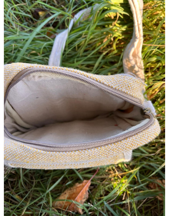 Ethno kabelka z konope - žlto biela